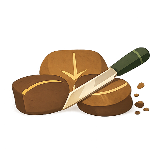 Εικονίδιο που αποδίδει την έννοια των τοπικών υλικών και της παραδοσιακής γεύσης.