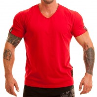 MNX V Neck Basic T-Shirt, Red